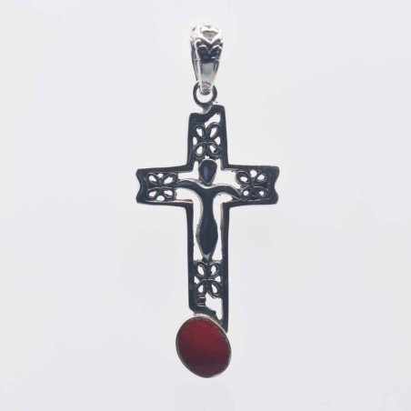Pendant Cross 18.5x38mm. Coral