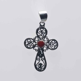 Pendant Cross 18.5x38mm. Coral