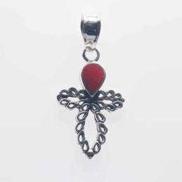 Pendant Cross 16.5x27mm. Coral