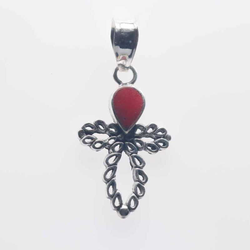 Pendant Cross 16.5x27mm. Coral