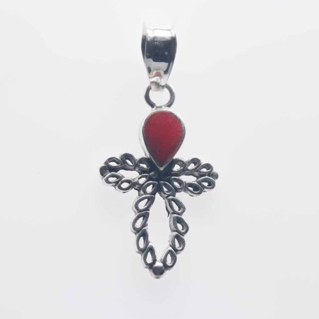 Pendant Cross 16.5x27mm. Coral
