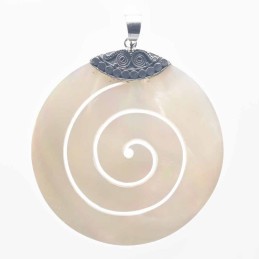 Pendant  Round Spiral  51mm. Mother Of Pearl