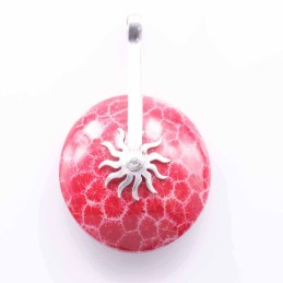 Pendant Round 40mm. Red Coral