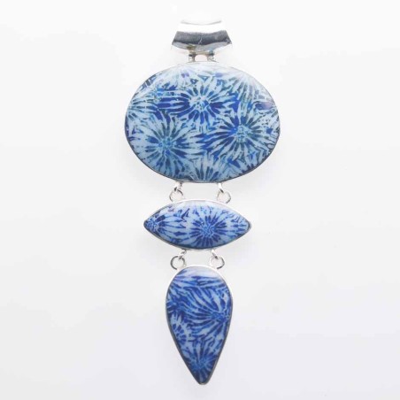 Pendant Oval 30x71mm. Blue Coral