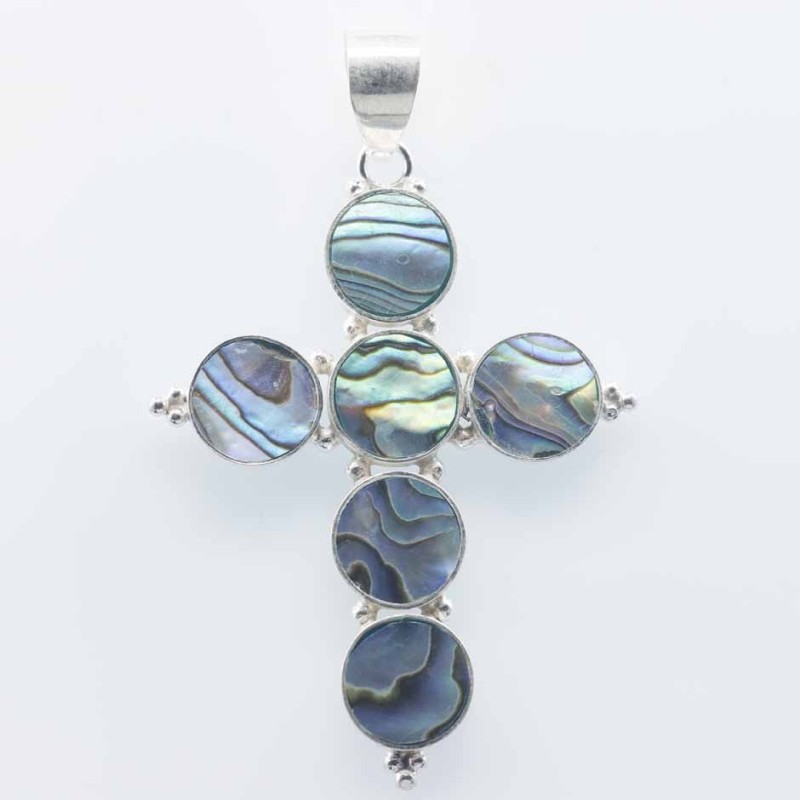 Pendant  Cross 34x45mm.  Abalon Shells
