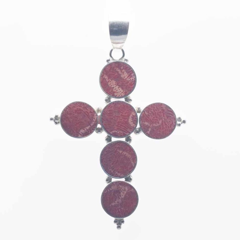 Pendant  Cross 34x45mm.  Coral