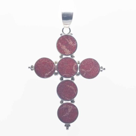 Pendant  Cross 34x45mm.  Coral
