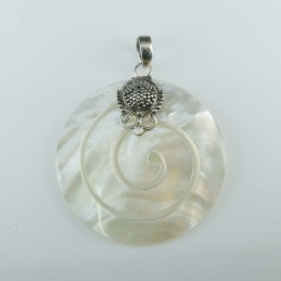Pend. Round Spiral MOP Shell