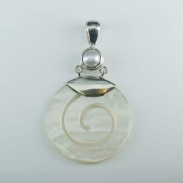Pend. Round Spiral MOP Shell
