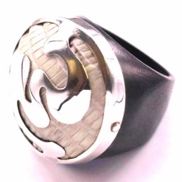 Ring Wood with Snake Skin