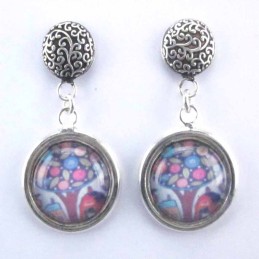 Earring Round with Photo Tree