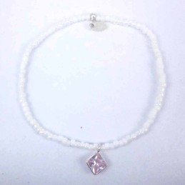 Bracelet ball 3-4mm.Crystal White Color +c.z. 6mm