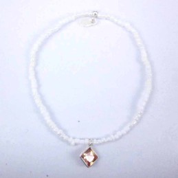 Bracelet ball 3-4mm.Crystal White Color +c.z. 6mm