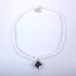 Bracelet ball 3-4mm.Crystal White Color +c.z. 6mm