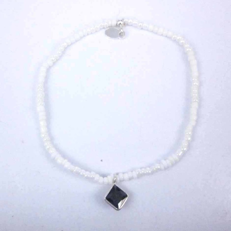 Bracelet ball 3-4mm.Crystal White Color +c.z. 6mm