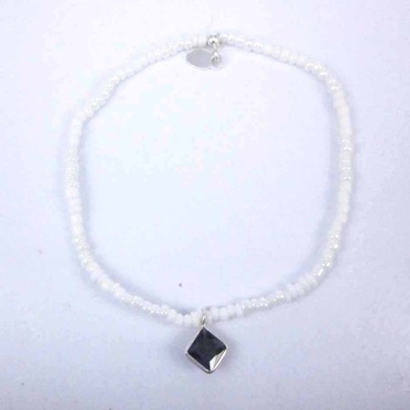 Bracelet ball 3-4mm.Crystal White Color +c.z. 6mm