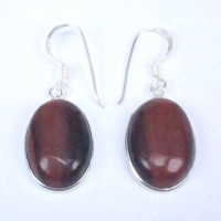 Earrings Red Tiger Eye Stone